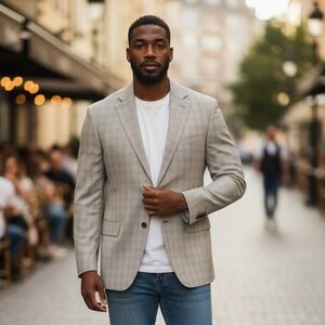 Nautica Mens Plaid Sport Coat Blazer Jacket Size 48R